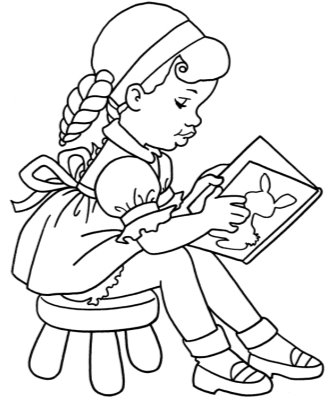 Результат пошуку зображень за запитом "картинки дети читают книгу раскраска"