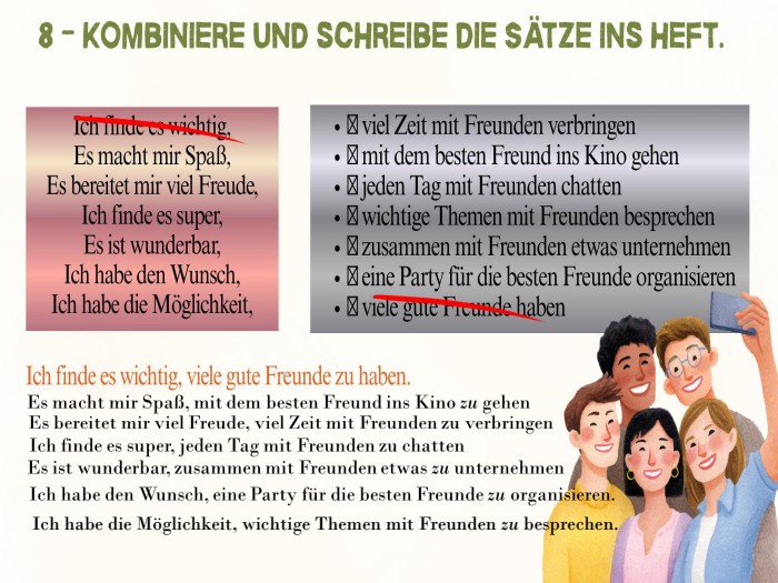 Ich habe die Möglichkeit, wichtige Themen mit Freunden zu besprechen. 