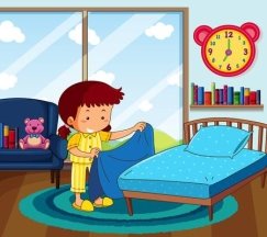 E:\урок\урок\мал\94883886-girl-in-yellow-pajamas-making-bed-in-bedroom-illustration.jpg