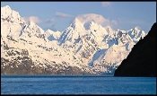 Snow-covered Fairweather mountains. Glacier Bay National Park (Panoramic color)