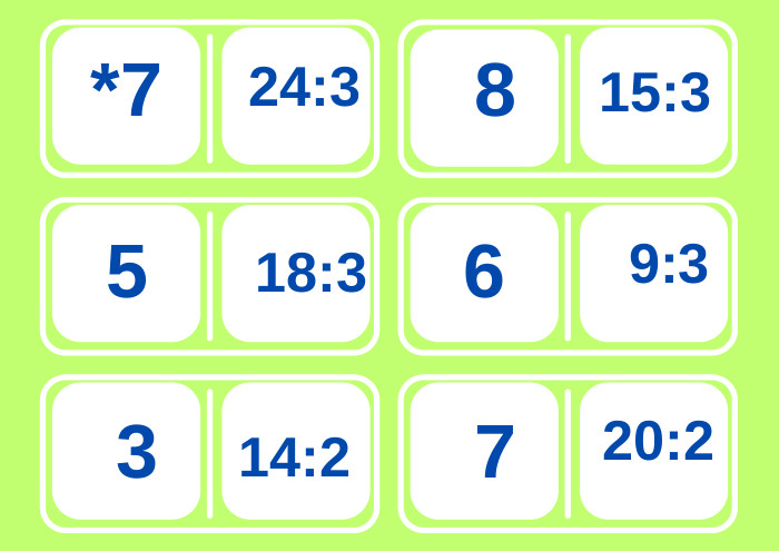  24:3*715:3 9:3 20:2 18:314:2 5 3 8 6 7