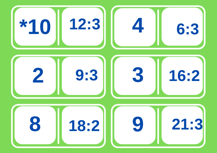  12:3*10 4 3 9 28 9:3 18:2 6:3 21:3 16:2 