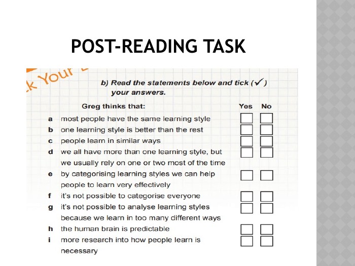 Post-reading task