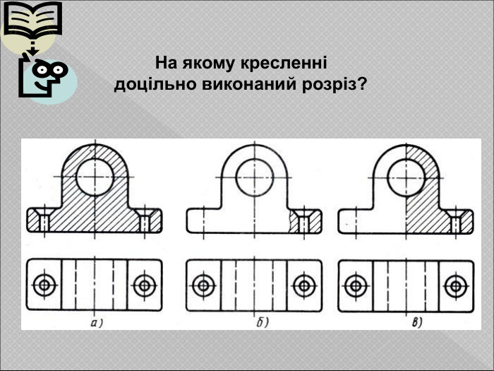 На якому кресленні  доцільно виконаний розріз?  