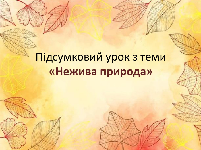 Підсумковий урок з теми «Нежива природа»