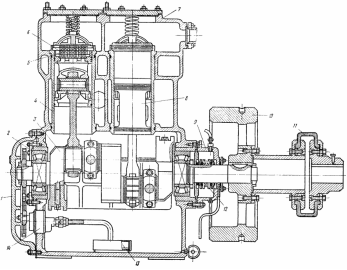 двухступенчатый аммиачный четырехцилиндровый  компрессор