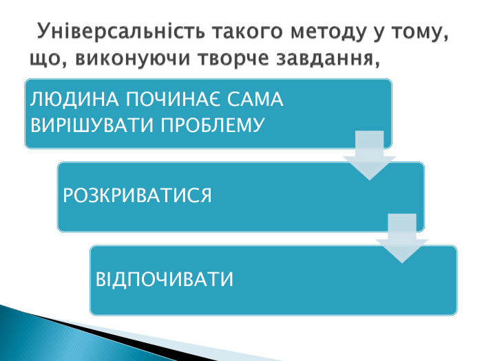  Універсальність такого методу у тому, що, виконуючи творче завдання,