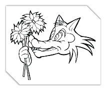 Розмальовка Вовк із квітами - Клікніть щоб відкрити версію для друку