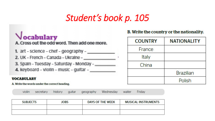 Student’s book p. 105