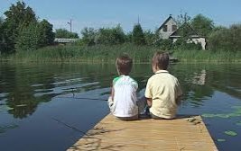 Картинки по запросу two friends were fishing on the bank of the river