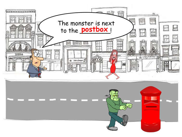 The monster is next to the ________!postboxrrrrr