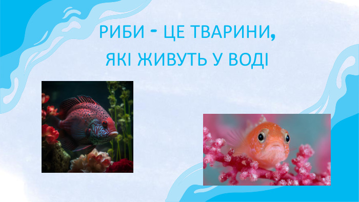 РИБИ - ЦЕ ТВАРИНИ, ЯКІ ЖИВУТЬ У ВОДІ