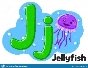 Alphabet sea jellyfish the letter Jj on a white. Preschool education.