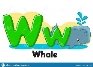 Alphabet kit releases water, the letter Ww on a white. Preschool education.