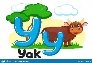 Letter y with animal, yak on a white. Alphabet for children