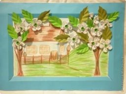  Картина, панно Бумагопластика, Квиллинг, Рисование и живопись: "Садок вишневий коло хати..." Бумага. Фото 1