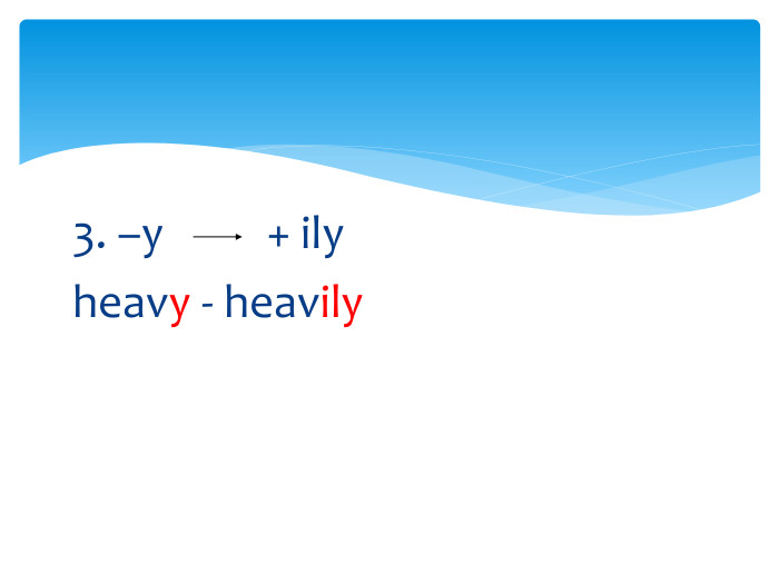 3. –y + ilyheavy - heavily