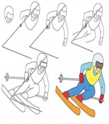 Как нарисовать лыжника поэтапно карандашом и гуашью для детей мастер-класс?