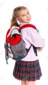 Little Blond School Girl With Backpack Bag Stock Photo, Picture And Royalty  Free Image. Image 13039169.