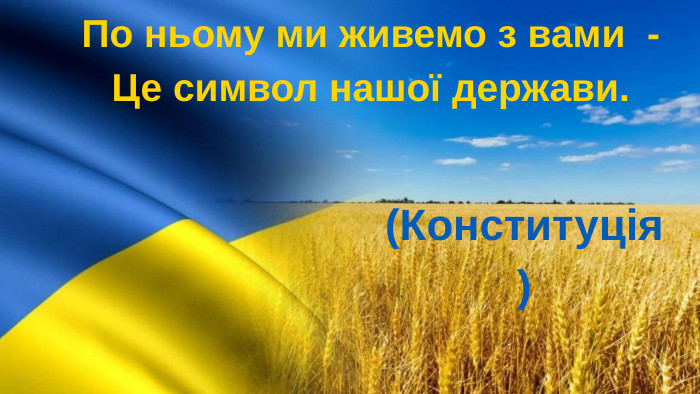 По ньому ми живемо з вами -Це символ нашої держави. (Конституція)