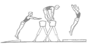 Прыжок через козла ноги. Опорный прыжок через козла ноги врозь. Прыжок ноги врозь через козла в ширину. Рисунок опорного прыжка через козла ноги врозь. Опорный прыжок через гимнастического козла.