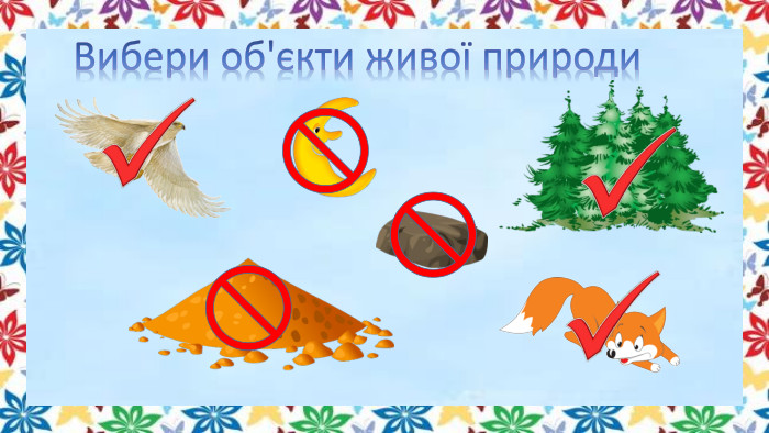 Вибери об'єкти живої природи