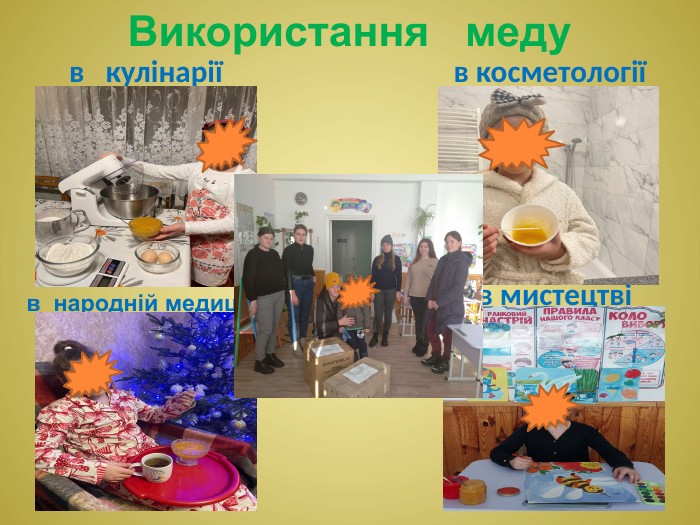 в народній медицинів кулінарії в косметології в мистецтвіВикористання меду 