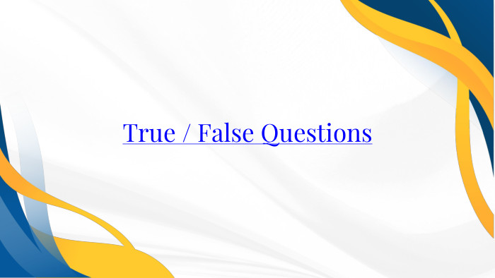 True / False Questions