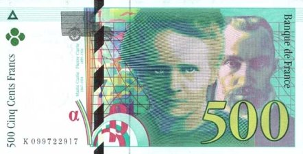 Лицевая сторона банкноты Франции номиналом 500 Франков