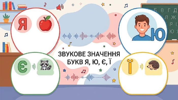 Звукове значення букв Я, Ю, ЄКоли йотовані літери позначають два звуки [йа, йу, йе], а коли один звук [а, у, е] з м'якістю приголосного