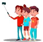 Group of children make a selfie picture on mobile Vector Image