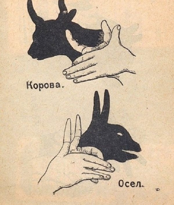 тіні тварин за допомогою рук