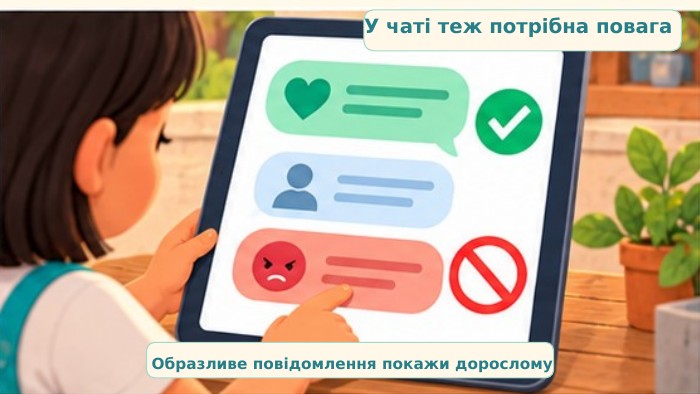 У чаті теж потрібна повага. Образливе повідомлення покажи дорослому