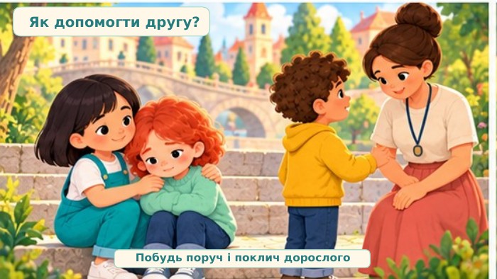 Як допомогти другу?Побудь поруч і поклич дорослого