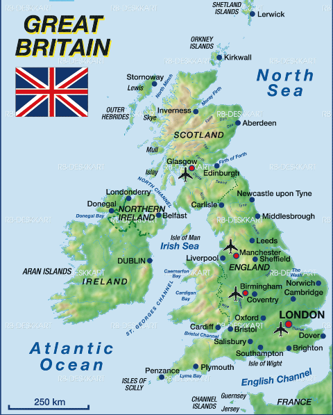 Great Britain.Text for beginners with map