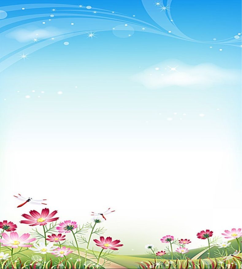Cartoon flowers and blue sky background