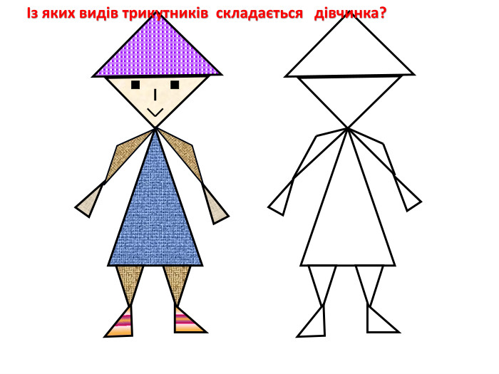 Із яких видів трикутників  складається   дівчинка?