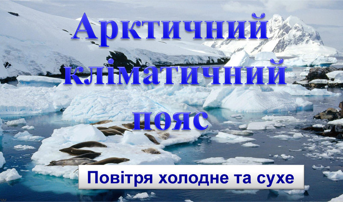 Арктичний кліматичний пояс Повітря холодне та сухе