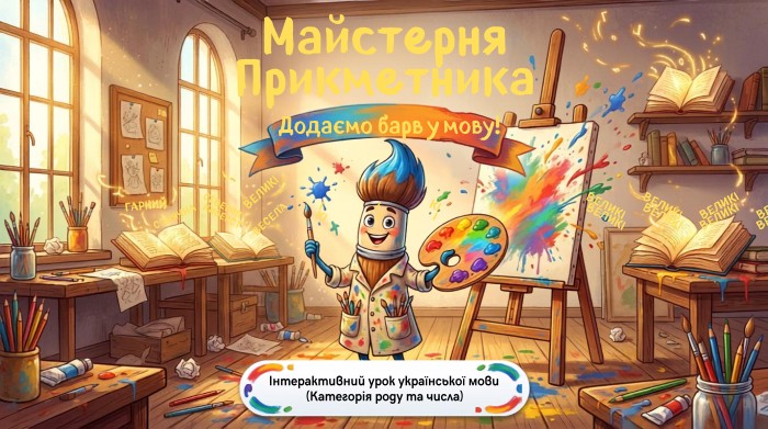 Інтерактивний урок української мови(Категорія роду та числа)ГАРНИЙСОНЯЧНАСЕВЕРИПКИБЕРСТВЕЛИКІВЕСЕЛАІКІІІКІІІВЕЛИКІВЕЛИКІВЕЛИКІВЕЛИКІВЕЛИКІВЕЛИКІВЕЛИКІВЕЛИКІМайстерня. Прикметника. Додаємо барв у мову!