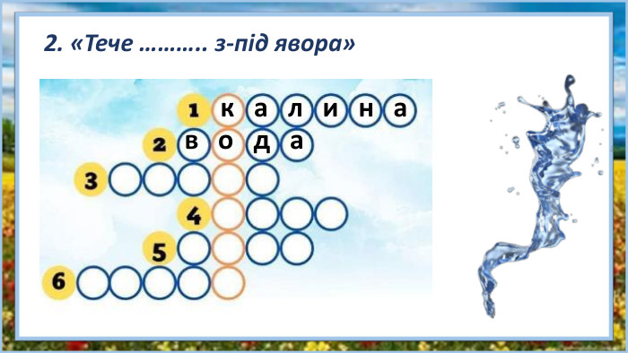 2. «Тече ……….. з-під явора»к а л и н ав о д а