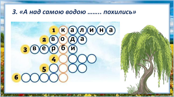 3. «А над самою водою …….. похились»к а л и н ав о д ав е р б и
