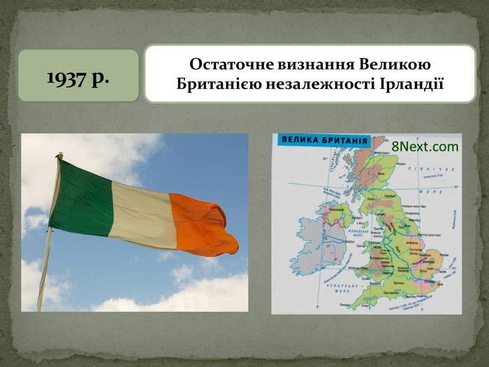 1937 р. Остаточне визнання Великою Британією незалежності Ірландії