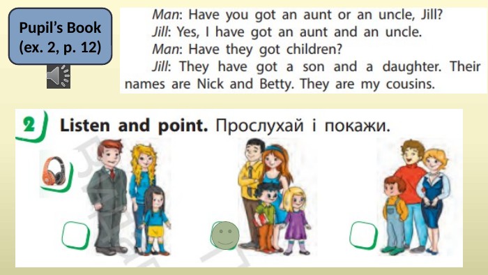 Pupil’s Book(ex. 2, p. 12)