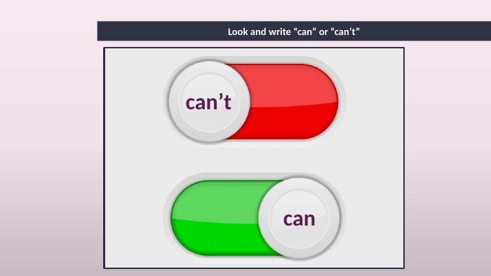 Look and write “can” or “can’t”cancan’t