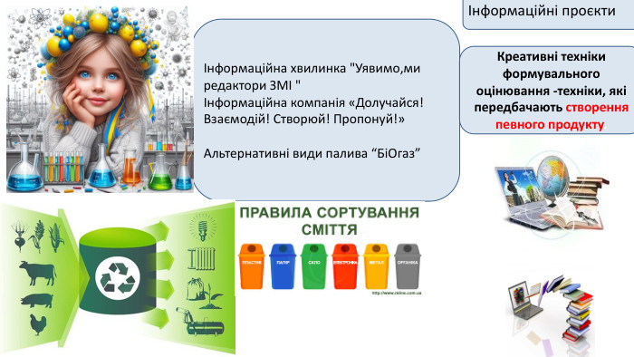  Письмові техніки формувального оцінювання Ці техніки оцінюють розуміння та вміння учнів формулювати ідеї письмово.Інформаційні проєктиІнформаційна хвилинка 