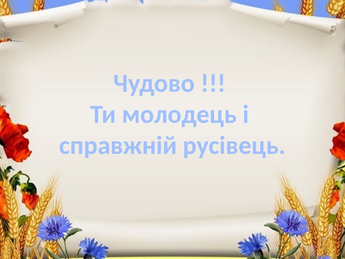 Чудово !!! Ти молодець і справжній русівець.