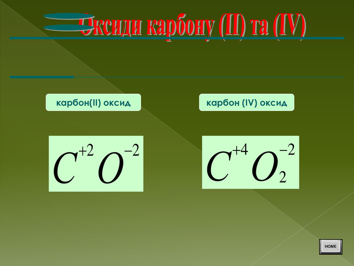  Оксиди карбону (II) та (IV):карбон(II) оксидкарбон (IV) оксид