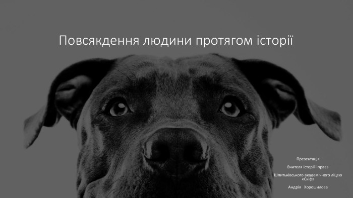 Повсякдення людини протягом історіїПрезентація. Вчителя історії і права. Шпитьківського академічного ліцею «Скіф»Андрія Хорошилова