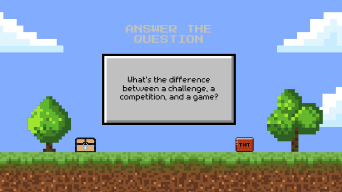 What’s the difference between a challenge, a competition, and a game?ANSWER THE QUESTION