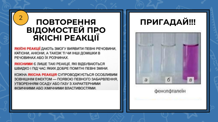 ПОВТОРЕННЯ ВІДОМОСТЕЙ ПРО ЯКІСНІ РЕАКЦІЇ2 ПРИГАДАЙ!!!